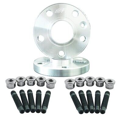 2 distanziali alluminio 16mm 5x108 65,1 con bull.e dadi piatti