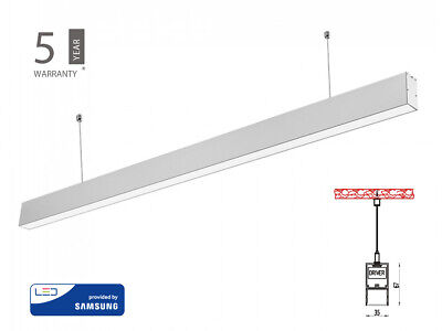 Lampada Led Lineare A Sospensione Slim 120cm 40W Corpo Argento Neutro 4000K