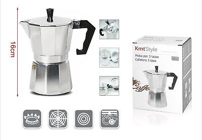 Caffettiera Moka in Alluminio 3 Tazze Alta 16cm <ul><li>Scopri il piacere di un
