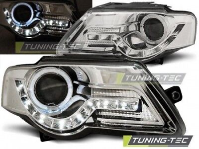 Coppia Fari Fanali Tuning Anteriori PASSAT B6 3C 03.05-10 DAYLIGHT Cromato