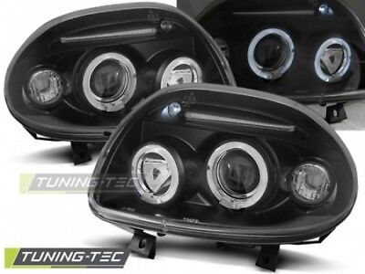 Coppia set Fari Fanali Anteriori Tuning CLIO II 09.98-05.01 ANGEL EYES Nero