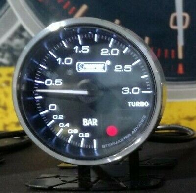 Manometro Strumento PROSPORT 52mm TURBO -1 +3 BAR SERIE SUPREME Allarme picco