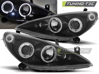 Coppia Fari Fanali Anteriori Tuning 307 04.2001-06.2005 ANGEL EYES Nero