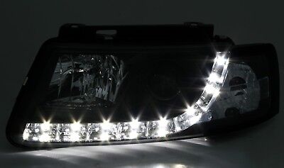 Coppia Fari Fanali Anteriori LED per Passat 3B Neri