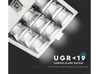 Faretto Led Da Incasso Quadrato 9X4W Caldo 2700K UGR<19 Riflettore 38&deg C