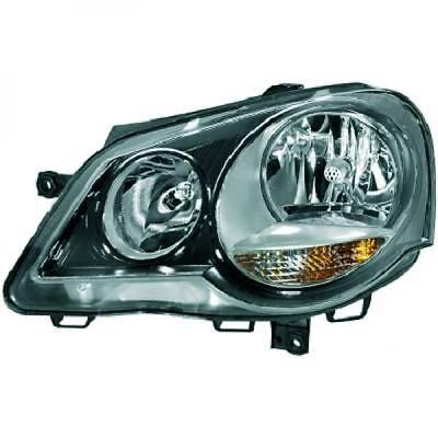 Faro fanale anteriore Destro POLO 9N3 05-09 HELLA con motorino H7+H1 nero per