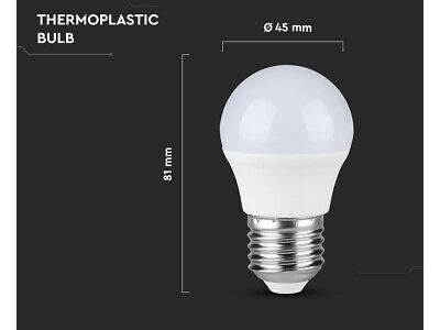 Lampada A Led E27 G45 5.5W Freddo 6400K Forma Sfera Bulbo Palla 240 Gradi 220V
