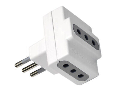 Adattatore Spina Elettrica 10A 2P+T Con 3 Prese 250V Bianco Max 1500W SKU-8721