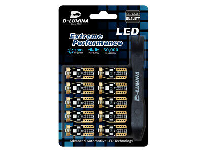 10 Lampada Led T10 W5W Canbus 12V 3 SMD 3030 Blue + Leva Rimozione Antigraffio