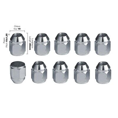 10 dadi ch.19 10X1.25 l.26mm Acciaio inox C4C zincato All Model