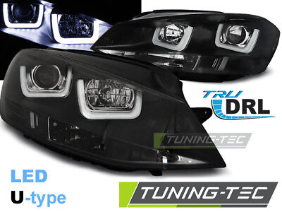 Coppia Fari Fanali Anteriori Tuning GOLF 7 VII (11.2012-2017) U-TYPE Nero