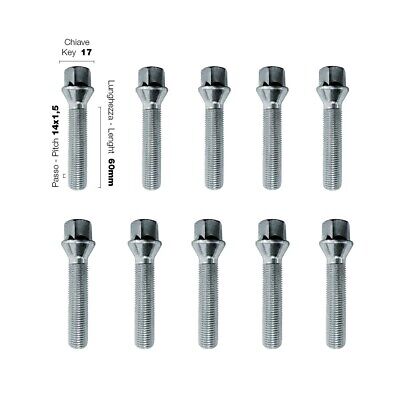 10 bulloni ch.17 14X1.5 l.60mm Alfa