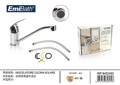 Kit Rubinetto Cucina Appogio Su Lavello Bocca Bassa Argento Cromato Misura