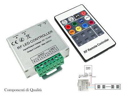 Centralina RGBW Controller 4 Canali 12V 24V 4X3A Telecomando RF Remote Wireless