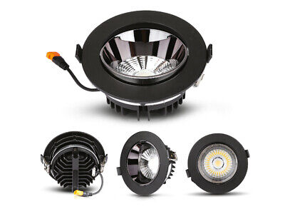 Faretto Led COB da Incasso 30W 3000K Rotondo Riflettore Orientabile Carcassa Ne