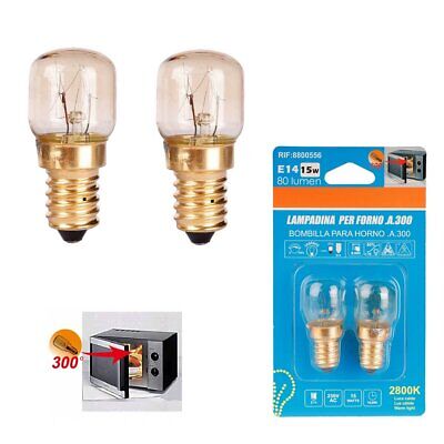 2 Lampadine Da Forno e Microonde E14 ST22 15W 230V 80 Lumen 2800K Resistente