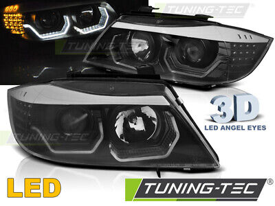 COPPIA FARI FANALI ANTERIORI TUNING E90/E91 05-08 3D AE LED NERO ALOGENI H7