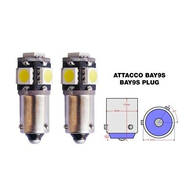 BAY9S canbus no polarity 5 led 2 pezzi 150lm 6500°K 1,9W 12V