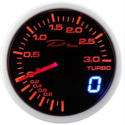 Manometro Strumento 52mm DEPO Turbo -1+3 BAR Analogico Digitale Ambra e bianco