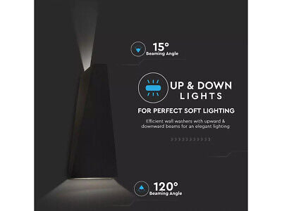 Applique Lampada LED da Muro Piramide 6W 3000K Carcassa Nera Doppio Fascio