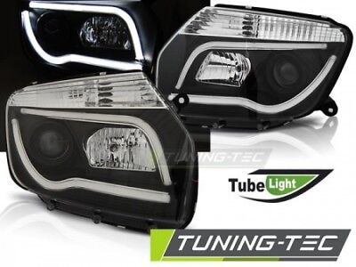 Coppia Fari Fanali Anteriori Tuning DUSTER 04.2010-2014 Nero TUBE LIGHT