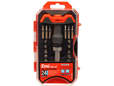 Kit Cacciavite a Cricchetto Da 24 Pezzi Con Forma T Insert e Punte CR-V