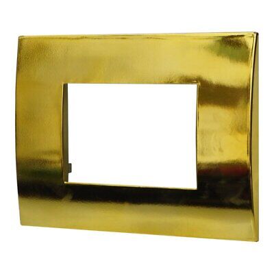 ETTROIT Placca Plastica Serie Venus 3P Colore Oro Lucido Compatibile Con Vimar