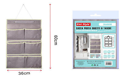 Borsa Portaoggetti da Parete Sacca Portatutto Appendere 6 Tasche 36X60cm