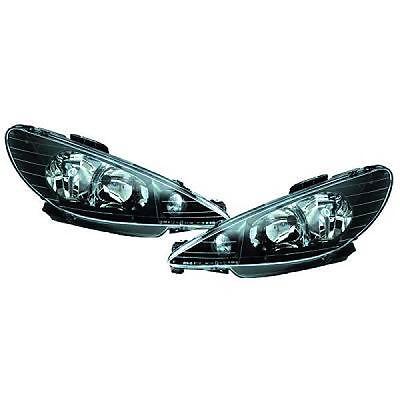 Coppia fari fanali anteriori TUNING 206 (98-06) neri H7+H7 reg elettrica