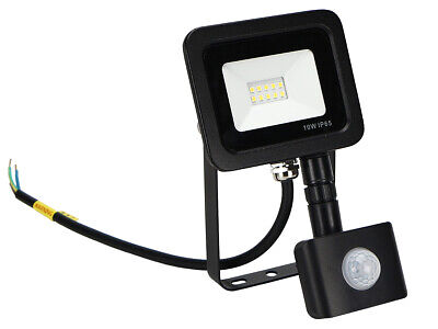 Faro Led Flood Light Slim 10W IP65 Bianco Neutro Carcassa Nera Sensore PIR