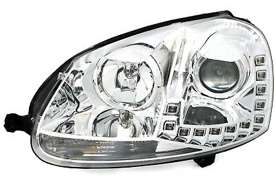 Coppia Set Fari Fanali anteriori Golf V 5 10/03-9/08 Cromo tuning dayline led