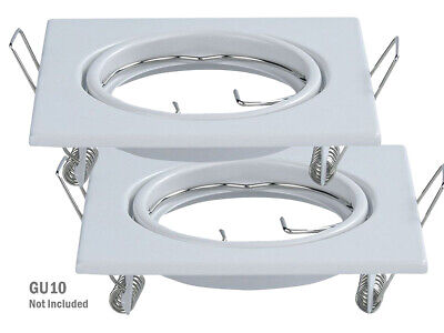2 PZ Porta Faretti Led GU10 MR16 Quadrato Orientabile Con Molla Colore Bianco S