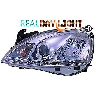 Coppia fari fanali anteriori TUNING CORSA C 00-06 chrome con Dayline a