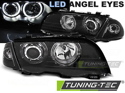 Coppia Fari Fanali Anteriori Tuning Angel Eyes serie 3 Limo E46 98-01 nero