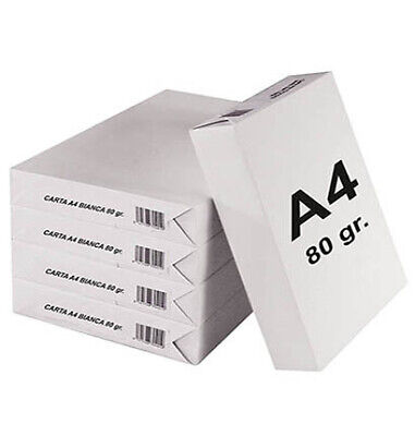 5 Risme Carta A4 80g Totale 2500 Foglie <ul><li>Formato A4,Grammatura 80