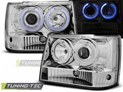 Coppia Kit Set Fari Fanali Anteriori Tuning GRAND CHEROKEE 93-98 Cromato