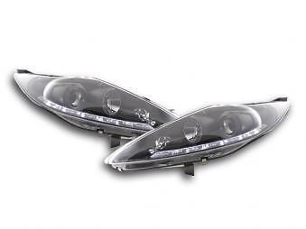 Coppia Fari Fanali Anteriori Tuning Dayline Luci Diurne Fiesta 08'-12 nero