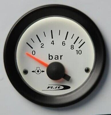 Calibrador de Presión Herramienta Road Italia VDO Style Aceite 0-10 BAR 52mm