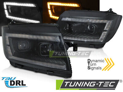 HEADLIGHTS TUBE LIGHT BLACK DRL SEQ fits CRAFTER II 2017-