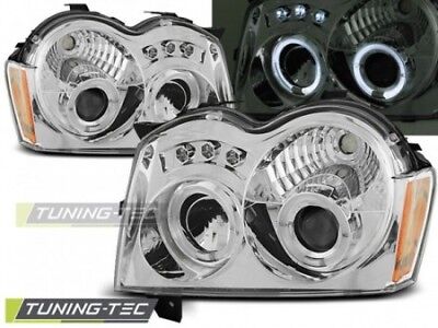 Coppia Fari Fanali Anteriori Tuning GRAND CHEROKEE 05-08 ANGEL EYES Cromato