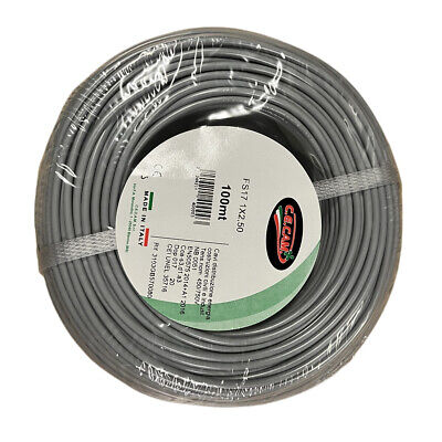 100mt Cavo Elettrico FS17 450/750V Unipolare 1X2.5mm Colore Grigio Made In