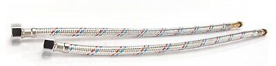 Coppia Tubi Flessibili Per Miscelatore Rubinetto Lungo 40cm Connettore F 3/8" e