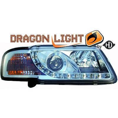 Coppia fari fanali anteriori TUNING A3 96-99 chrome con Dayline a LED