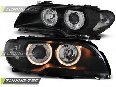 coppia fari fanali anteriori Tuning E46 03-06 COUPE CABRIO ANGEL EYES Nero