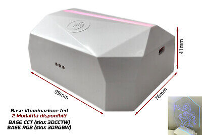 Base Luce Led RGB Carcassa Bianca Ricaricabile (3DRGBW) <table class="table