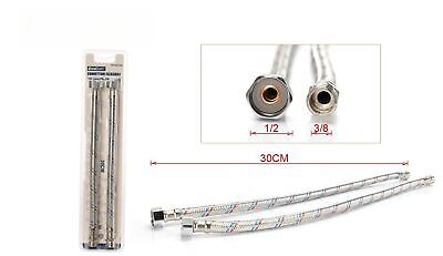 Coppia Tubi Flessibili Per Miscelatore Rubinetto Lungo 30cm Connettori F 1/2" e