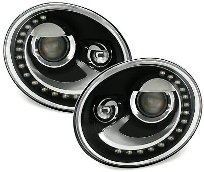 Coppia Fari Fanali Anteriori Tuning Beetle 5C 2011-2015 NERI Alogeni H7