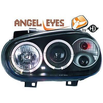 Coppia fari fanali anteriori TUNING GOLF IV 1997->2003 neri anelli ANGEL EYES