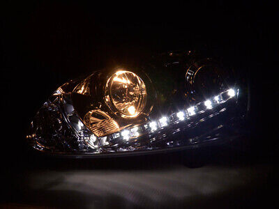 Coppia Fari Fanali Anteriori Tuning Dayline Luci Diurne Golf 5 1K 03-08 Neri H7