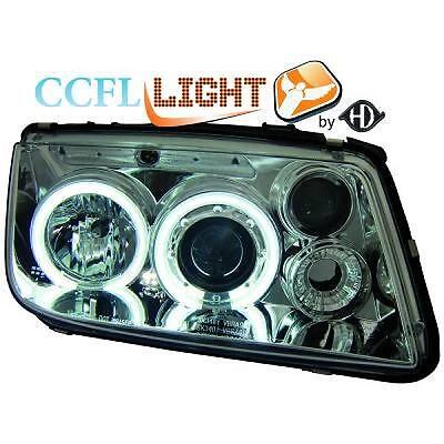 Coppia Fari Fanali Anteriori TUNING BORA 98-05 cromati Con Anelli ANGEL EYES